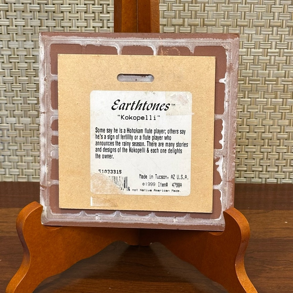 🌟HO🌟VTG 1999 Earthtones Kokopelli Ceramic Art Tile Trivet Southwest Decor 6x6 - Picture 4 of 5